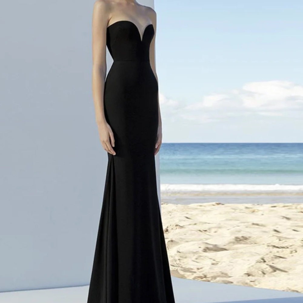 Black Long Fishnet Cut Corset Dress with Deep Neckline. Xsmall.